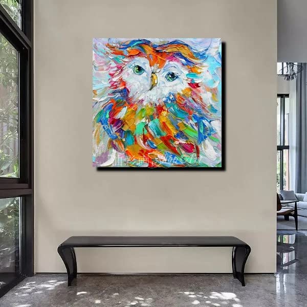 キャンバス油絵　専用　世界のカラフルなふくろう　とっても明るい月夜 キャンバス油絵 専用 世界のカラフルなふくろう とっても明るい