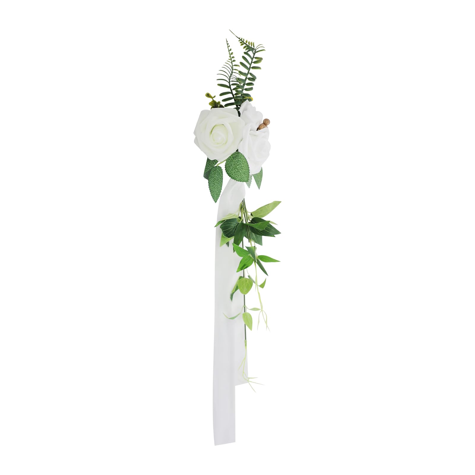 10-teiliges Set Künstliche Blumen 75 cm Länge – Hochzeitsdeko mit 10 cm Blütenköpfen aus Polyester – Stuhl Deko Hochzeit & Hochzeit Autoschmuck Deko mit Kabelbindern (Weiß)