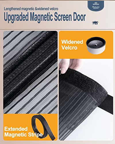 Upgraded Magnetic Screen Door -Thicker 225G/㎡ Fiberglass Screen Door Mesh Magnetic Closure, Heavy Duty Door Net Screen With Magnet,Door Curtain For Single Front Door (38X82 Inch) #TOP2