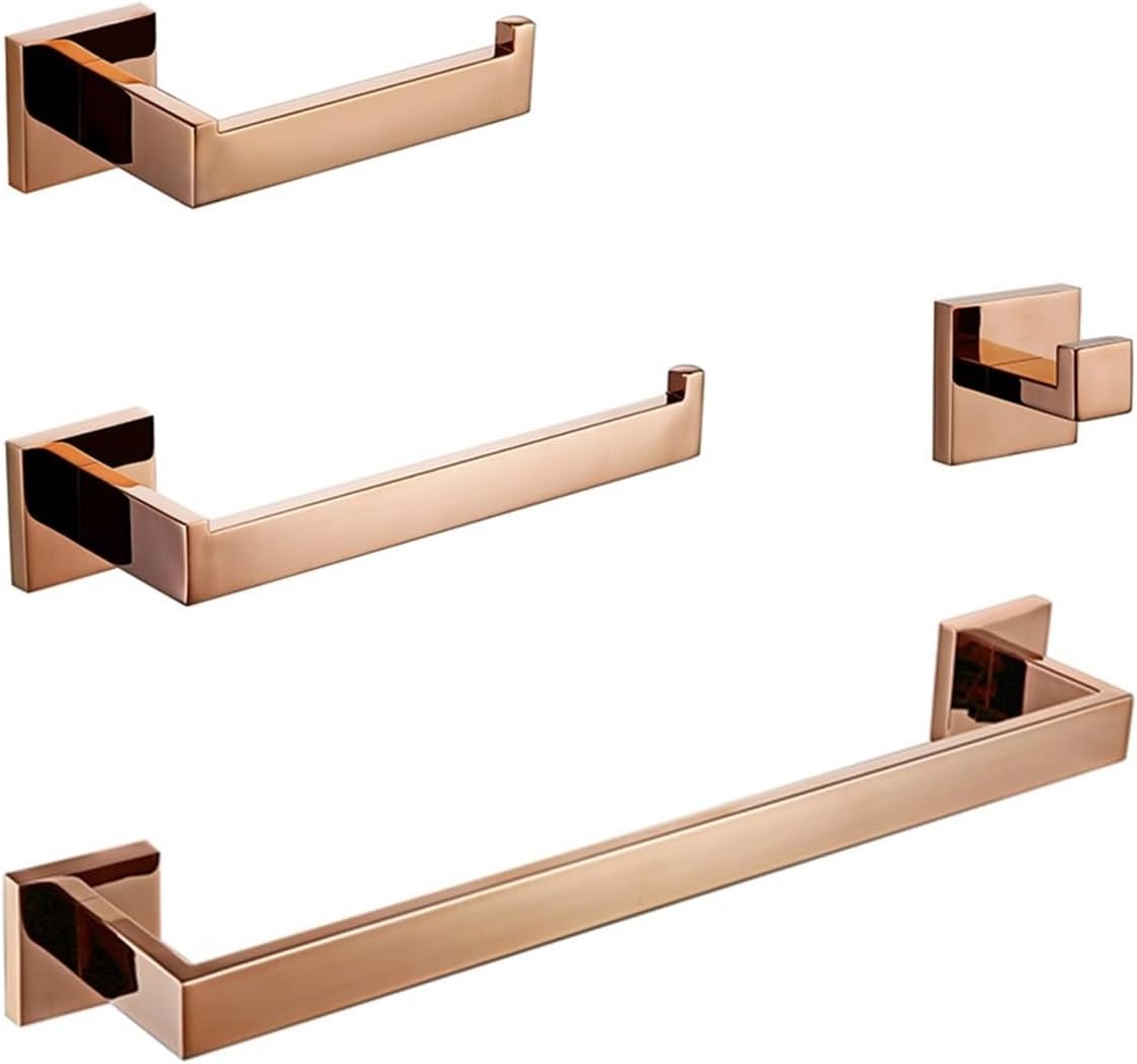 RAHBI Rose Gold Bathroom Accessories Set Wall Mount Shelf Toilet Bath Hardware Paper Holder Towel Bar Rack Rail Rod Robe Hook Hanger Leisurely (Color : Towel Ring)