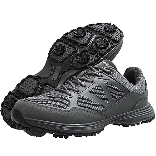 Image of THESTRON Men Golf Shoes Mesh Breathable Breathable Golf Walking Sport Sneakers 7 Spikes Golf Trainers