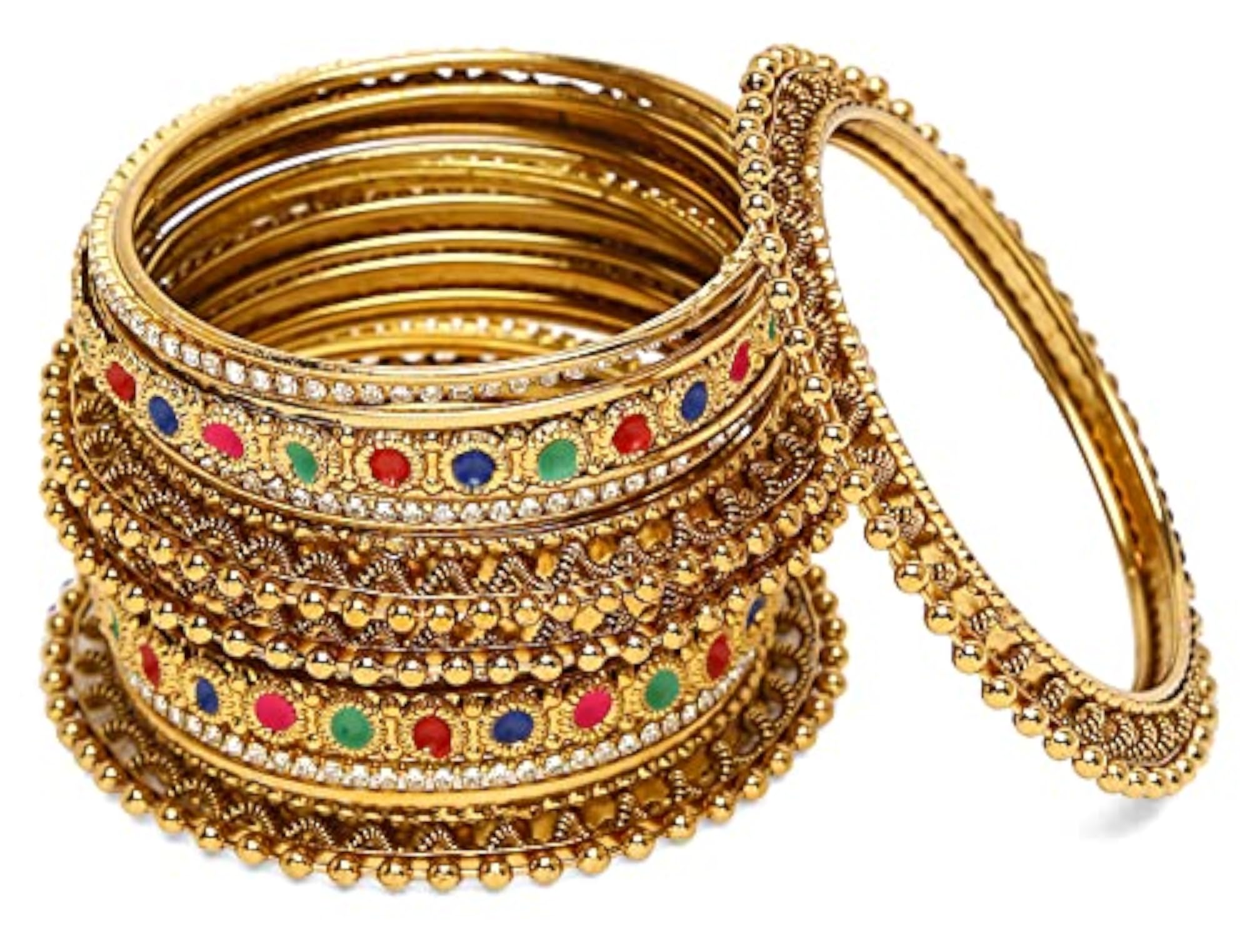 Antique Plated Traditional Bangle Set of 18