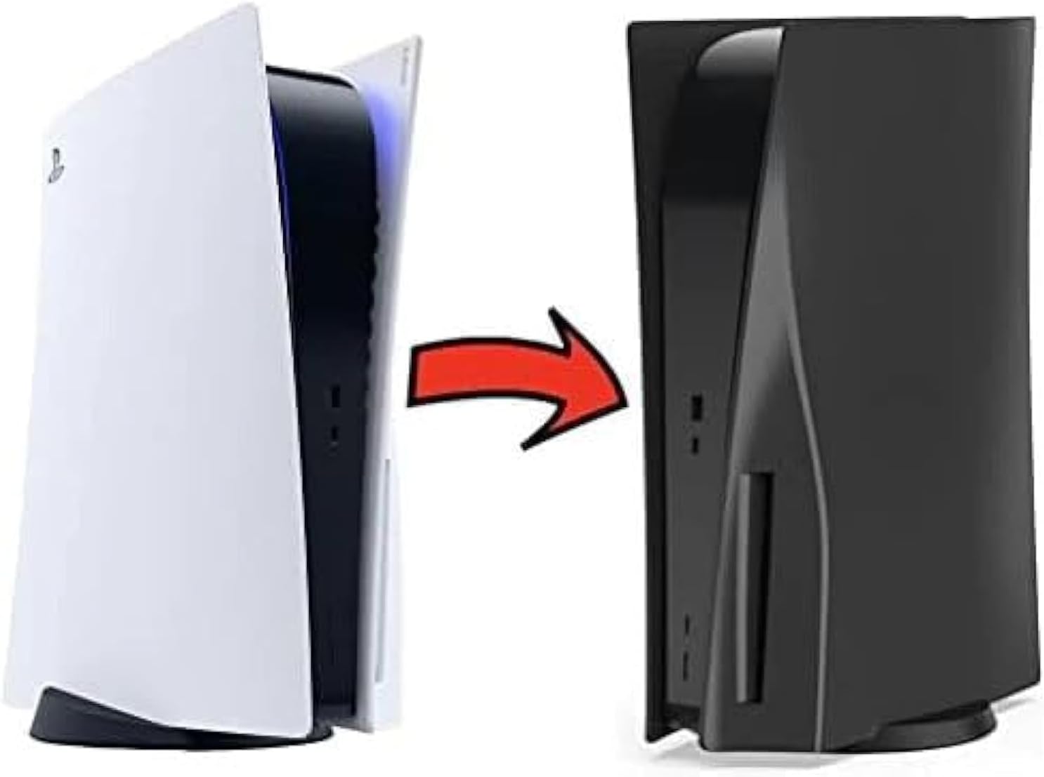 Plates for PS5 Playstation Disc Edition, Replacement Black Faceplates Covers for Disc Edition Console Skin Shell Side Plates