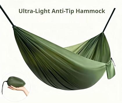 Camping Hammock Lightweight, Portable Hammocks Parachute-Hammock with Two Tree Straps, Single or Double-Hammock with Tree Straps and Carry Bag for Beach Backpacking Hiking (Gray)