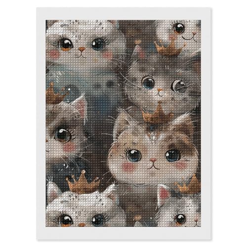 Peinture diamant 5D chat contre le stress : kit complet de perçage carré facile 30x40