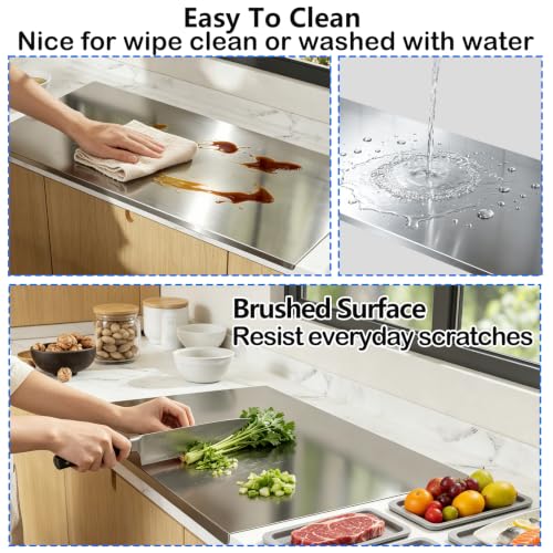 304 Stainless Cutting Board with Lip, 35.4" x 22.8" Steel Cutting board by Koardink - Used condition - Image 5