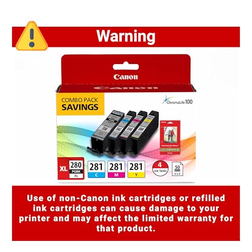 Image of Canon PGI-280XL /CLI-281 Genuine Combo Pack with PP-301, Compatible with TR8520, TS9120,TS8120, TS6120, TS9521C /a, TS9520 /a, TS8220, TS6220, TS8320, TS6320, TS702 /a, and TR8620 /a Series Printers
