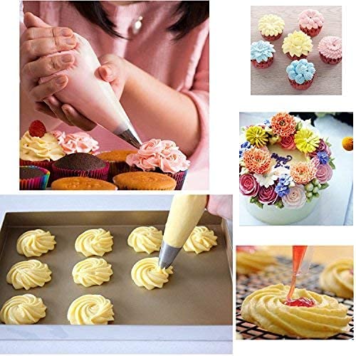 Mumoo Bear 100Pcs Disposable Cream Pastry Bags Cake Icing Piping Baking Bags Desserts Decoration Tools 12.2 X 8.2 Inches (31 X 21Cm)