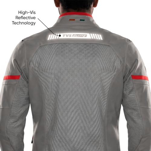 Image of TVS Racing Tech-Core Road Jacket for Men | CE2 armour <5kN at Shoulders Elbows and Back | 600D Chassis | 310gsm Vent Mesh | High-Vis Reflective Tech| YKK zippers