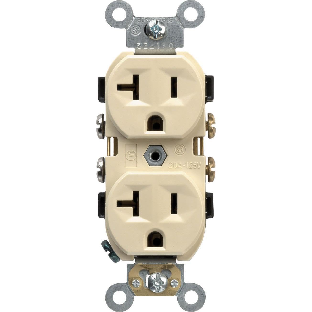 Leviton CR020-W Duplex Receptacle – 20 Amp, 125V, Commercial Spec Grade, Self-Grounding, White – Rock-Solid Outlet For Busy Spaces