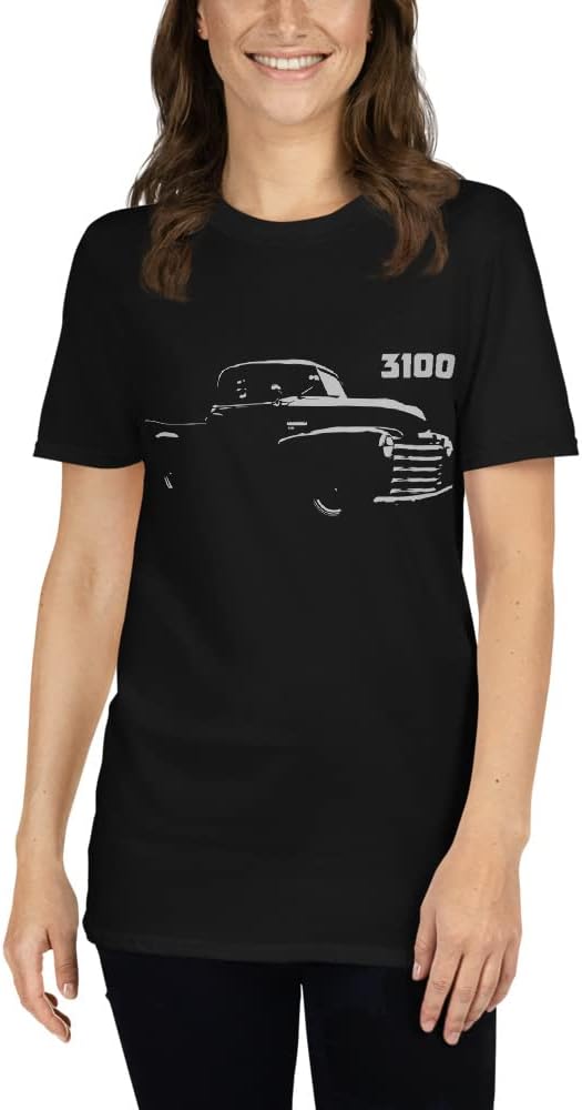 Chevy 3100 Antique 1950's Pickup Truck Graphic T-Shirt | Car Enthusiast Gift Black