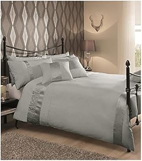 GC GAVENO CAVAILIA Super Soft Striped Double Duvet Cover, Hypoallergenic Polycotton fancy Panel Quilt Bedding Set, Cream