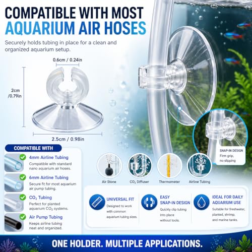 Image of VAYINATO Aquarium Airline Tubing Suction Cup Transparent, 10 Pcs - Fish Tank Air Hose Suction Cup Holder Connector - Aquaculture Aeration Setup Accessories by Petzlifeworld