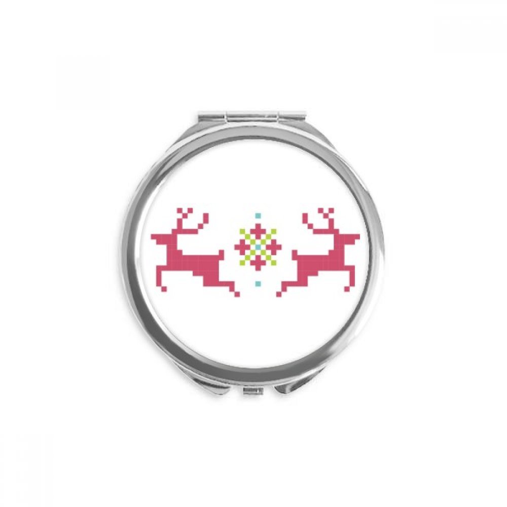 Miroir rond de poche pixel cerf de noël compact 2,6 pouces multicolore - 5