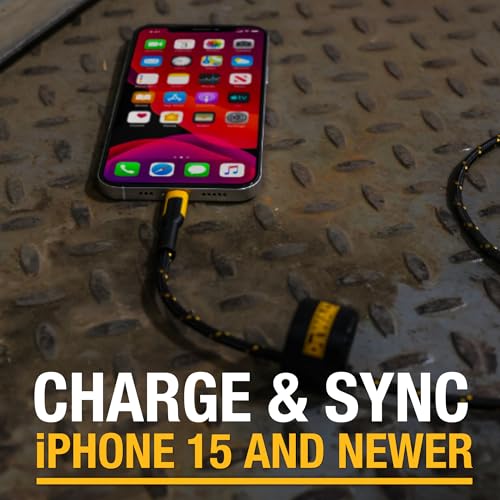 DEWALT Heavy Duty 2in1 Charging Cable, USB C to USBC w/Adapter USB, 60W PD Fast Charging & Data Sync, TypeC Charger Cables for Multiple Devices for iPhone 17/16/15 Pro Max MacBook iPad Samsung Galaxy by DEWALT - Image 5