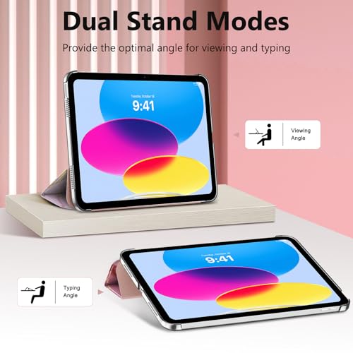 Image of MoKo for iPad (A16) 11th Generation Case 2025, iPad 10th Generation Case 2022, Slim Stand Hard PC Translucent Back Shell Smart Cover Case for iPad 11th Gen 11 inch 2025, Light Pink Gold Marble