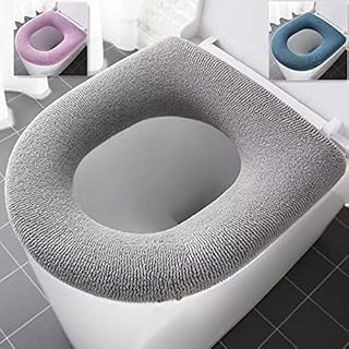 3Pieces Thicker Bathroom Soft Toilet Seat Cover Pad Toilet Lid Cover Cushion Soft Thicker Stretchable Washable Fits All Oval Toilet Seats