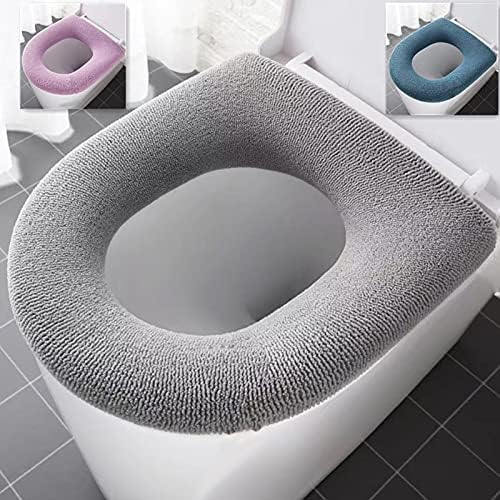 3Pieces Thicker Bathroom Soft Toilet Seat Cover Pad Toilet Lid Cover Cushion Soft Thicker Stretchable Washable Fits All Oval Toilet Seats