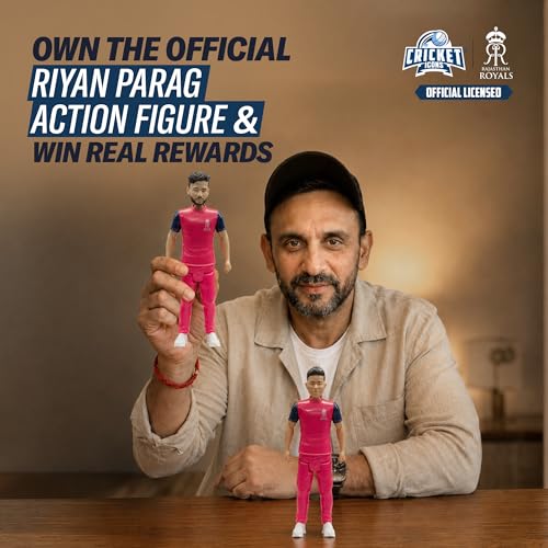 Image of Action Figure, IPL Edition, 7 Inch Riyan Parag | 360 Rotatable Head, Cricket Player, For Fans & Collectors