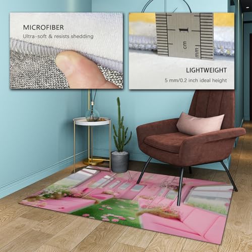 Tapis de salon rose 180x270 cm lavable et antidérapant Dream Train - 6