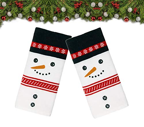 St. Nicholas Square Christmas Towels, White Bath Hand Towel Set Of 2, Snowman Face Decorative Design 25 X 16 Inches For Bathroom Decorating For The Holidays #TOP1