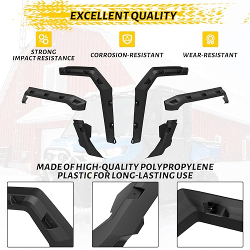 Image of Front & Rear Sport Fender Flares Extended Kit for Can-Am Defender HD5 HD7 HD8 HD9 HD10 MAX 2016-2025 Accessories, Replace #715003898, 6 PCS