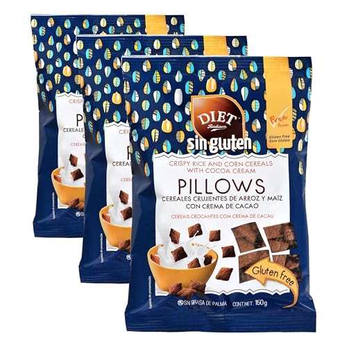 DIAT Radisson Cereales Pillow Sin Gluten | Cereales Crujientes Chocolate | Cereales de Arroz y Maíz | Cereales Rellenos de Crema de Cacao | Apto para Vegetarianos | Producto Gluten Free | Maíz no GMO
