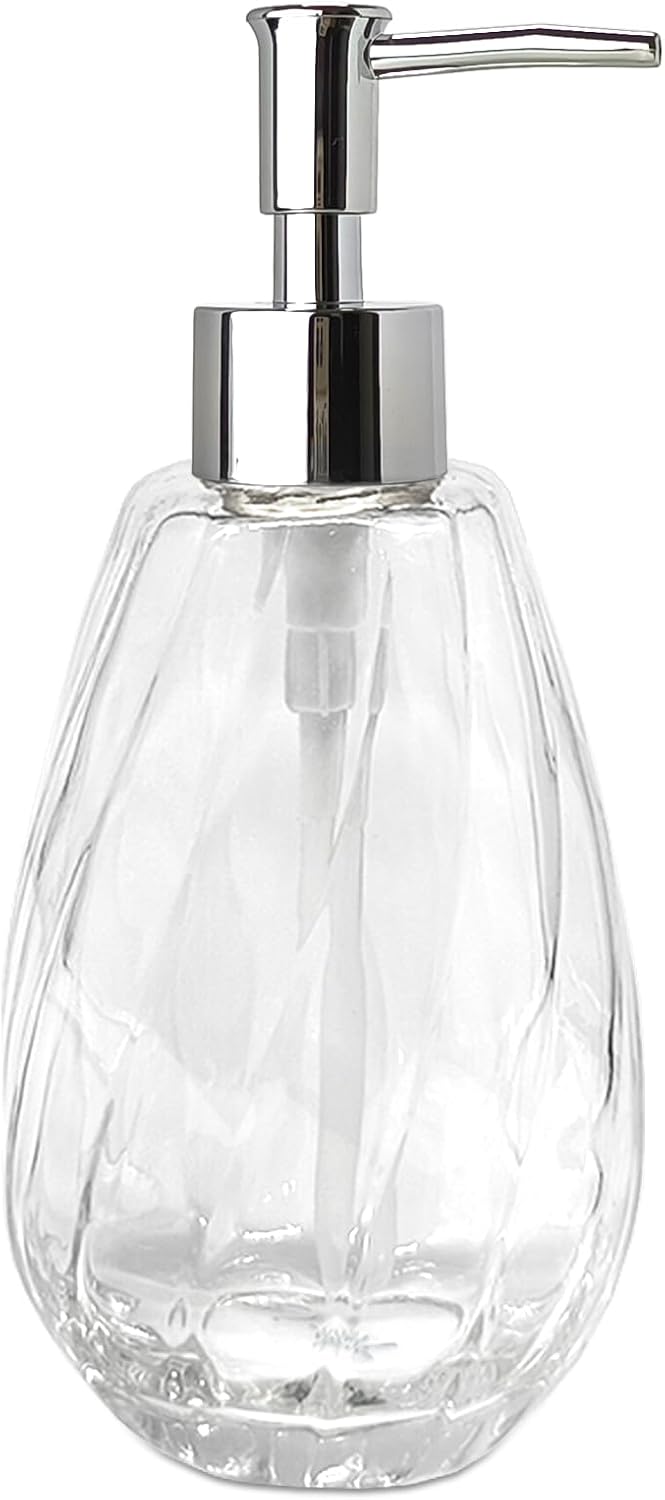 Glass Liquid Soap Dispenser Refillable Bathroom, 14.3oz Reusable Soap Dispenser for Kitchen