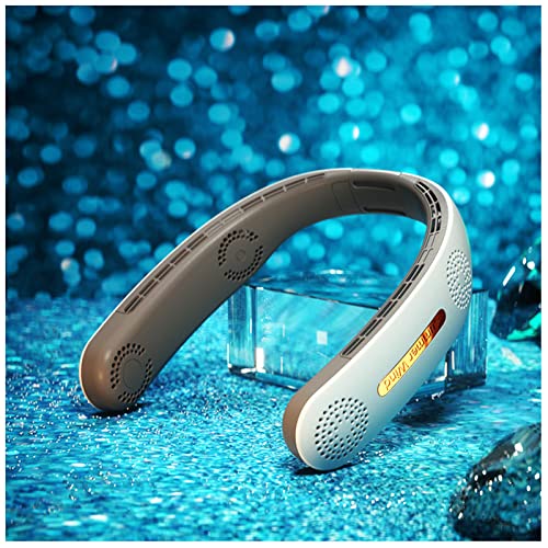 Ventilador de cuello portátil, mini ventilador con flujo de aire de 360°, funciona con pilas de 4000 mAh, ventilador personal manos libres, ventilador USB recargable, ventilador pequeño, 3