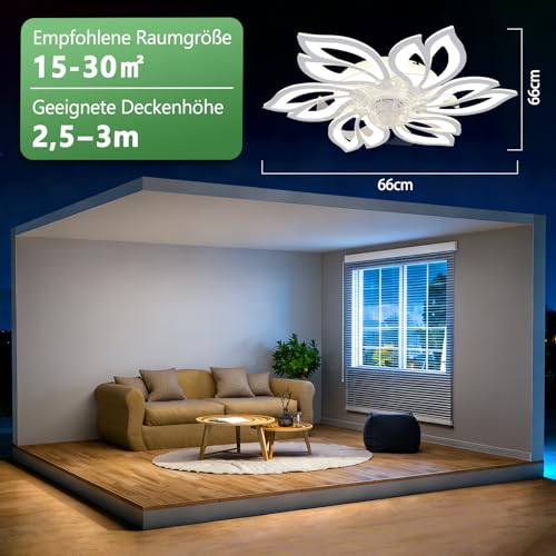Miniatura 5 de Homefire Ventilador De Techo Con Iluminación Y Mando A Distancia Silencioso - Led Luz De Techo Ventilador Regulable Temporizador Luz De Techo Creativo 6 Luces Diseño Ventilador De Sala Invierno Vera