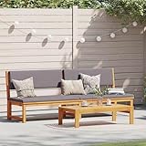 Sonnenliege mit 3-in-1-Funktion und hellgrauen Kissen aus massivem Akazienholz, Gartenliegestuhl Strandliege Relaxliege für Strand Garten Terrasse Camping4108113