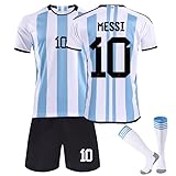 Strike Iron Fußballtrikot für Kinder, 2022 Nr. 10 Trikot Herren Fussball, Fußballtrikot Set Kinder T-Shirt und Shorts Jersey Fußballtrikot mit Socken für Kinder