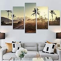 SIGNWIN 5 Panel Canvas Wall Art Palm Tree for Home Decorations Ready to Hang - 60