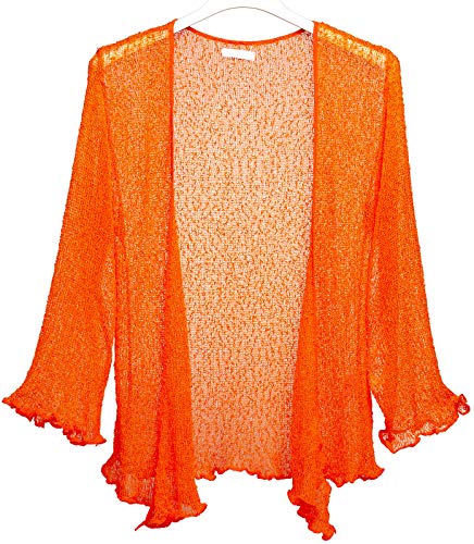 Caspar STJ022 leichte Damen Sommer Strickjacke mit 3/4 Arm, Farbe:orange, Größe:Einheitsgröße (36 bis 40)