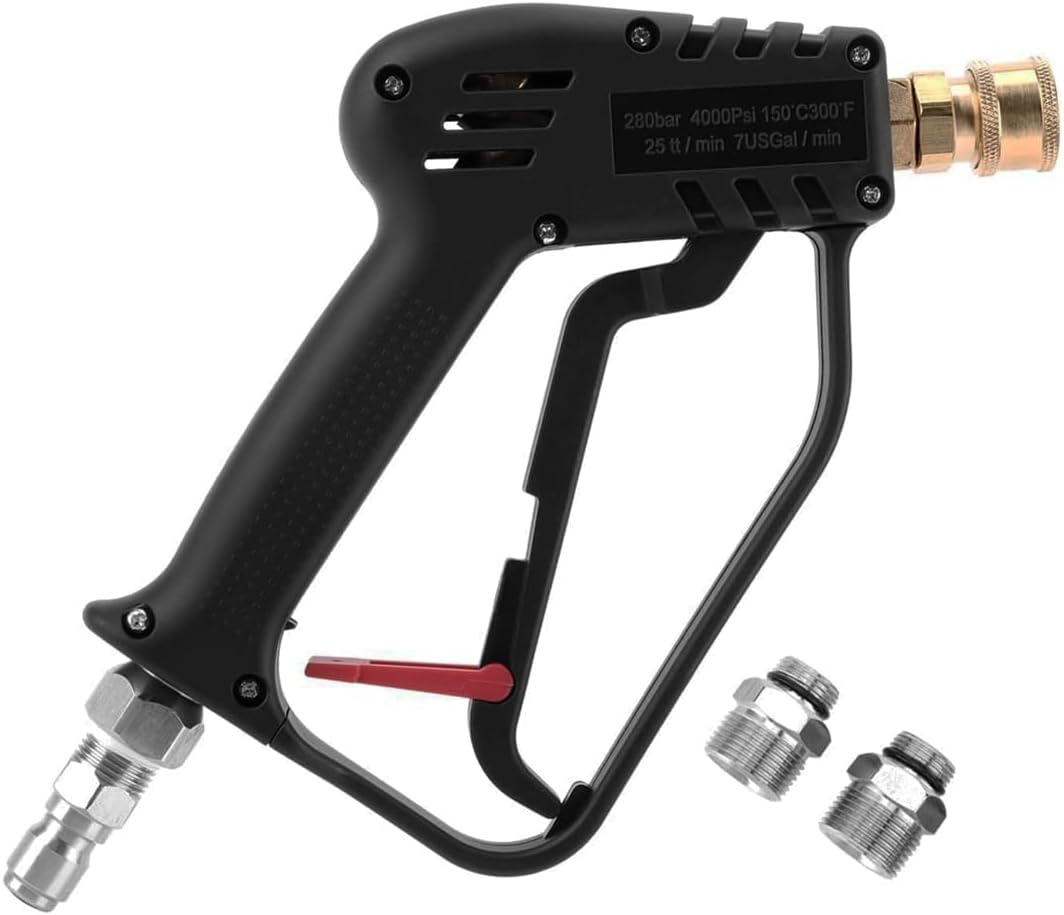 Short Pressure Washer Gun with Swivel,Spray Handle with 3/8'' Quick Connect, Car Wash Gun for Foam Cannon,M22 14mm and M22 15mm Fittings,1/4" Quick Connector