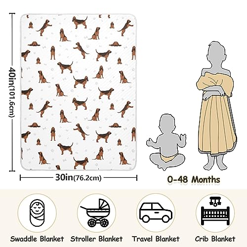 Image of Swaddle Blanket for Dogs Bloodhound Baby Receiving Blanket Muslin Baby Swaddles Soft Cotton Breathable Nursery Blankets for Unisex Boys and Girls 30x40 Inch