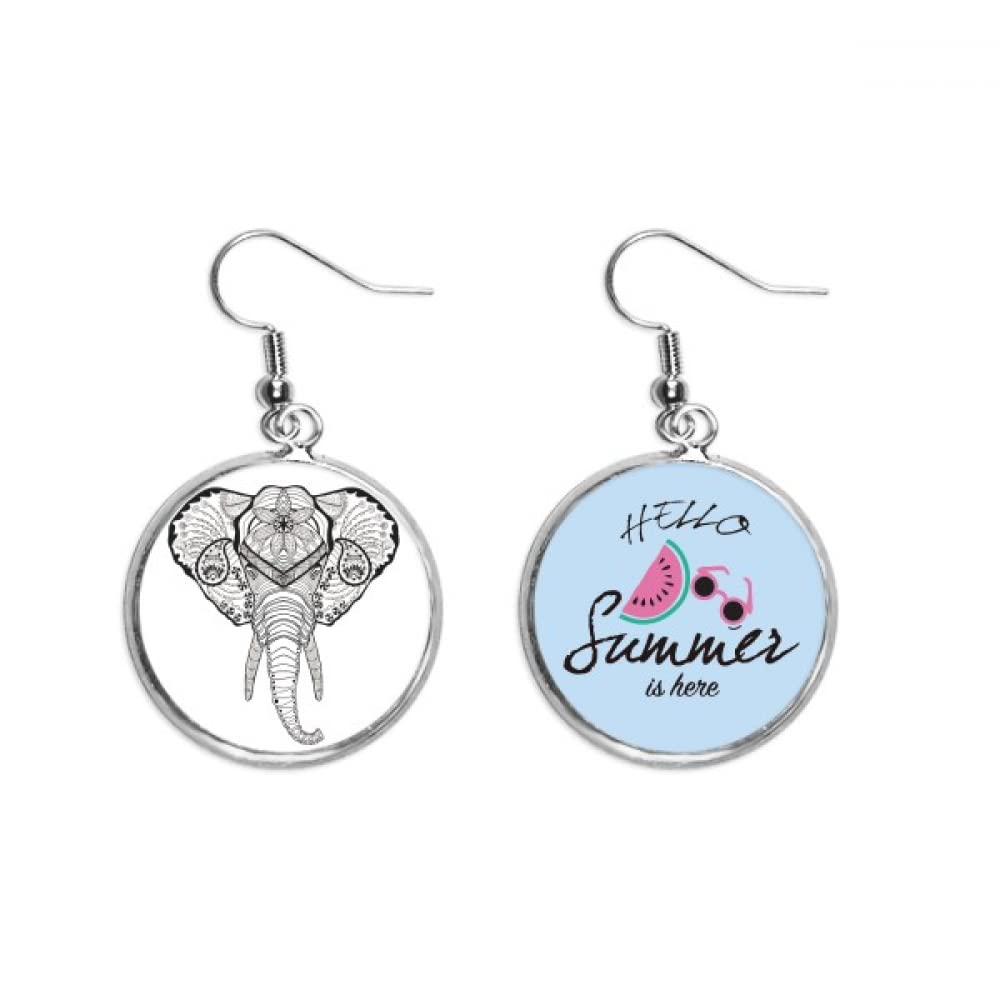 Pendientes de sandía ligeros para el lóbulo con original dibujo de elefante 5