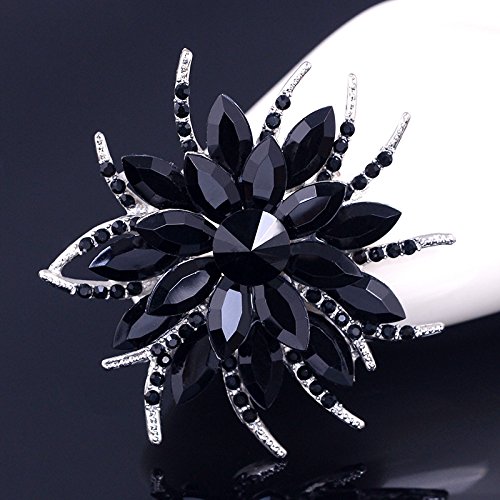 Image of Sparkling Crystal Flower Brooch Pins for Women Dainty Rhinestone Flower Shape Brooch Pin Suit Scarf Hats Decoration Wedding Jewelry