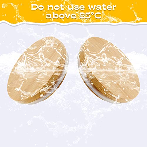 Sawysine Yogurt Jar Lids Set Reusable Bamboo Wooden Lids Round Canning Lids With Silicone Sealing Rings Compatible With Oui Yogurt Jars For Mugs And Jars (24 Pack) #TOP2