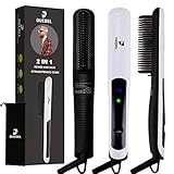 DUEBEL Beard Straightener for Men Beard Straightening Brush Anti Scald Electric Iron Beard Hot Comb Ionic Heated Hair Straightening Irons Heated Comb