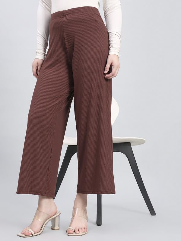 Image of GO COLORS Soft Rayon Blend Rib Palazzo Full Length for Women| Breathable, Mid Rise