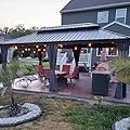 PURPLE LEAF 12' X 18' Permanent Hardtop Gazebo Aluminum Gazebo with Galvanized Steel Double Roof for Patio Lawn and Garden, Curtains and Netting Included, Grey