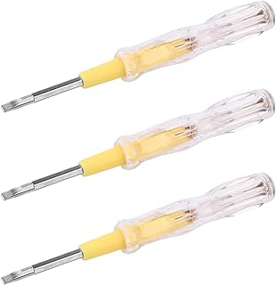 Heyiarbeit 5pcs Voltage Tester AC/DC 100-500V Tester Screwdriver with 3.5mm Slotted Phillips Screwdriver Circuit Tester Pen Electric Contact Voltage Tester for Circuit Test, Clear and Yellow