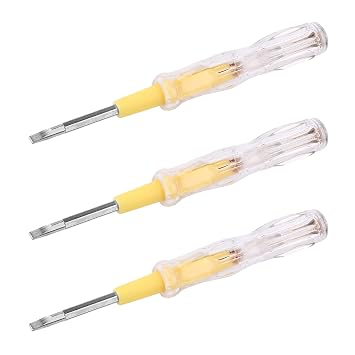 Heyiarbeit 5pcs Voltage Tester AC/DC 100-500V Tester Screwdriver with 3.5mm Slotted Phillips Screwdriver Circuit Tester Pen Electric Contact Voltage Tester for Circuit Test, Clear and Yellow