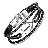pulsera cuero ancla para hombre ❤ Garantía excelente: Infinito U ofrece 6 meses de garantía. Si tiene algún problema, no dude en contactar con nosotros, y le daremos una solución satisfactoria en 24 horas.