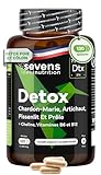 Chardon Marie - Complexe Détox Foie - Avec Artichaut, Pissenlit, Prêle, Choline et Vitamines B6 et B12-120 Gélules Détox pour le Foie et le Côlon - Fortement Dosé avec 80% de Silymarine