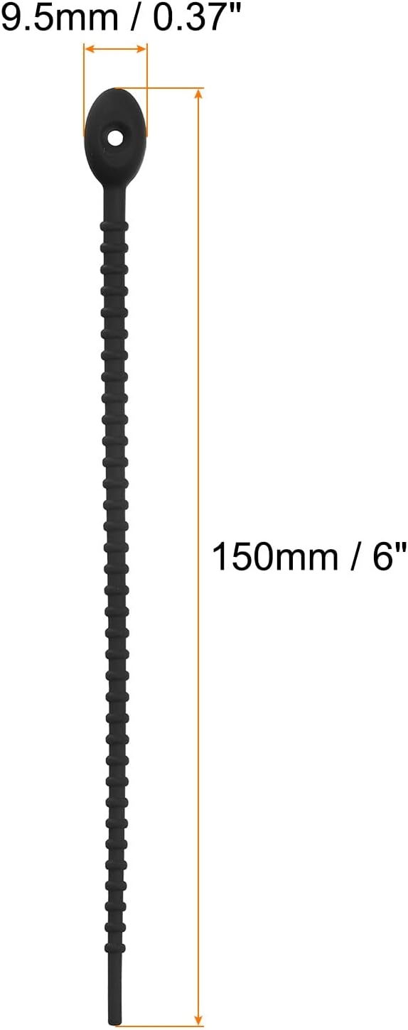MECCANIXITY 20 Pack Silicone Cable Ties 6 Inch Reusable Zip Ties Silicone Twist Ties for Home Office Kitchen Organizer Food Bag Cord Key Management Black