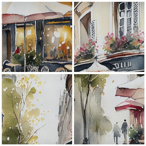 Tableau Café Paris Aquarelle 70x100cm pour une Déco de Salon Élégante - 5