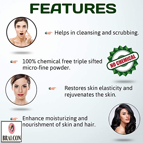 Image of BRALCON Kaolin Clay Powder - 100g | Chinni Mitti Powder for Face Pack, Skin Care | 100% Natural & Original for Healthy Hair & Skin | Removes Blackheads, Purifies Pores, Detoxes Skin