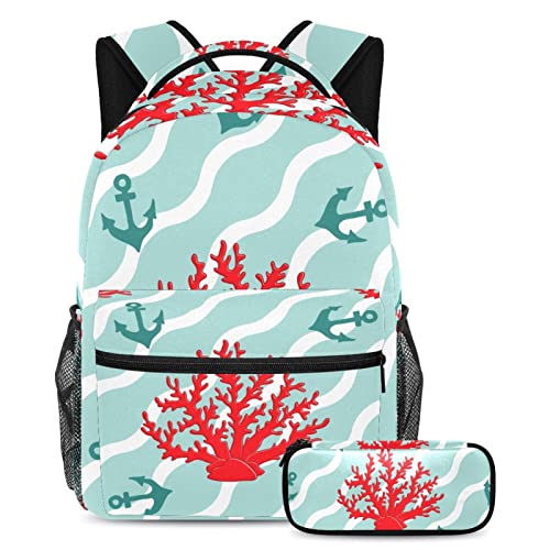 Sac à dos ordinateur léger à motif ancres pour le collège et le lycée